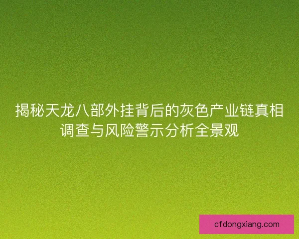 揭秘天龙八部外挂背后的灰色产业链真相调查与风险警示分析全景观