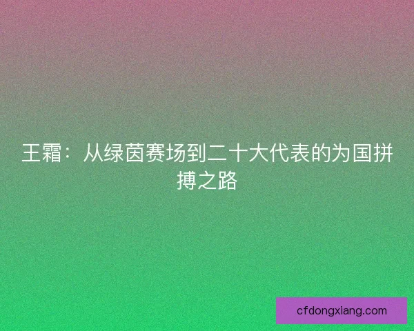 王霜：从绿茵赛场到二十大代表的为国拼搏之路